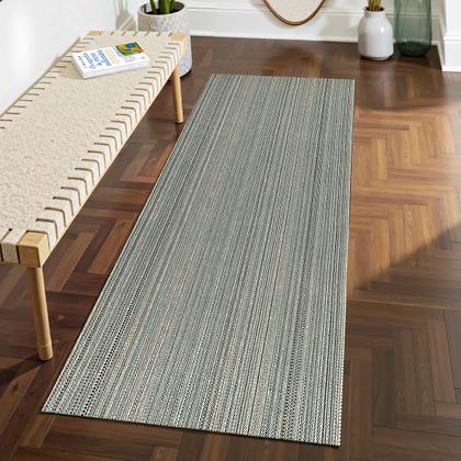 Imagem de Tapete Passadeira para Cozinha e Quarto 100 Algodão Antiderrapante Cru Colorido Artesanal Verde Vermelho Vibrante Listrado Decorativo