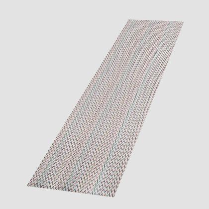 Imagem de Tapete Passadeira para Quarto e Cozinha em Tear 100 Algodão Chevron Rústico Minimalista ZigueZague Cru Colorido com Antiderrapante