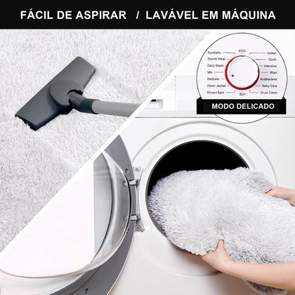 Imagem de Tapete Passadeira Pelo Alto Felpudo Peludo Macio Anti Derrapante Alérgico Branco 60 x 180 cm Sala Quarto Escritório