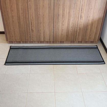 Imagem de Tapete Passadeira Sisal 2,00m X 66cm Base Antiderrapante Para Corredor Cozinha Quarto Sala - Preto Cinza