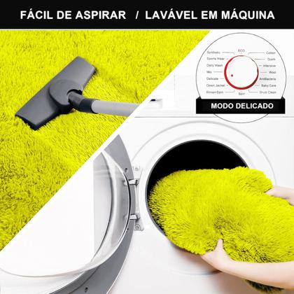 Imagem de Tapete Pelo Alto Felpudo Peludo Macio Anti Derrapante Alérgico Amarelo 200 x 200 cm Sala Quarto Escritório