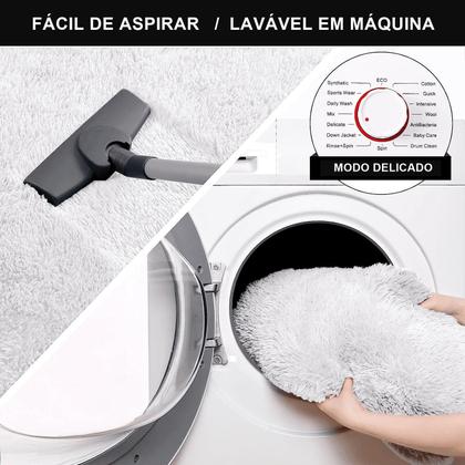 Imagem de Tapete Pelo Alto Felpudo Peludo Macio Anti Derrapante Alérgico Branco Redondo 100 cm Sala Quarto Escritório