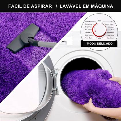 Imagem de Tapete Pelo Alto Felpudo Peludo Macio Anti Derrapante Alérgico Roxo 200 x 240 cm Sala Quarto Escritório
