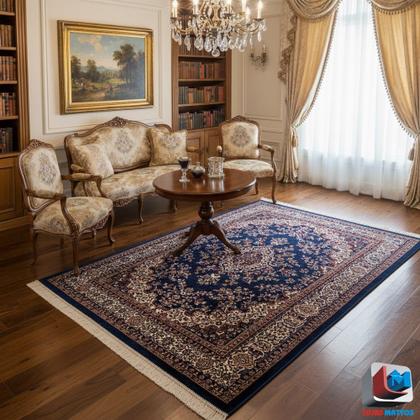 Imagem de Tapete Persa Belga 2.00 x 2.50 Sala Quarto Medalhão Brasão Franja Decoração Edantex Indiano