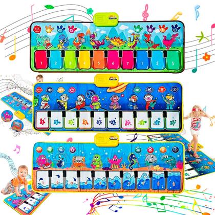 Imagem de Tapete Piano Teclado Músical Infantil Touch Pés E Mãos Sensível ao Toque Sensorial 110cm