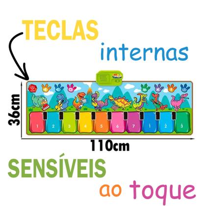Imagem de Tapete Piano Teclado Músical Infantil Touch Pés E Mãos Sensível ao Toque Sensorial 110cm