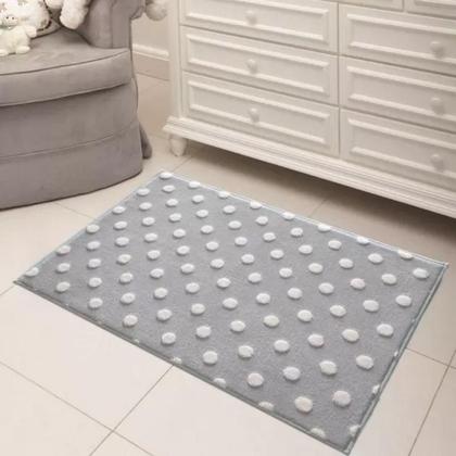 Imagem de Tapete Poá Retangular Mimo Jolitex Infantil 1 Metro Para Quarto Bebe Criança Menino Azul