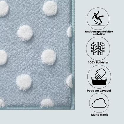 Imagem de Tapete Poá Retangular Mimo Jolitex Infantil 1 Metro Para Quarto Bebe Criança Menino Azul