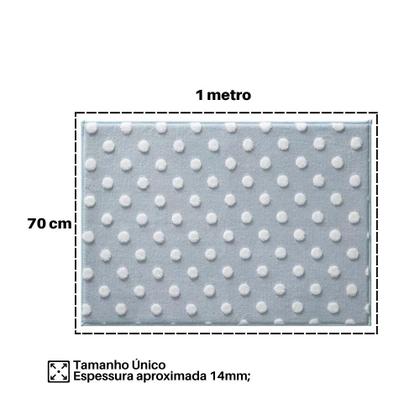 Imagem de Tapete Poá Retangular Mimo Jolitex Infantil 1 Metro Para Quarto Bebe Criança Menino Azul