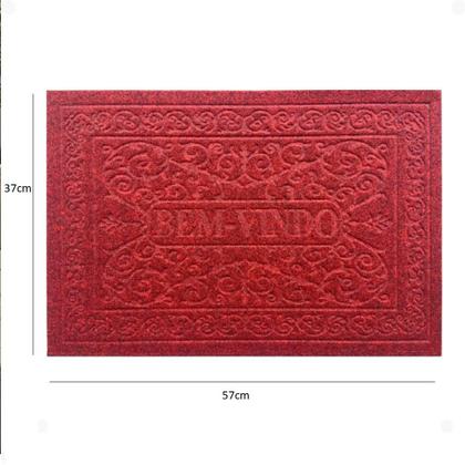 Imagem de Tapete porta entrada casa comercio capacho veludo base antiderrapante impermeavel vermelho