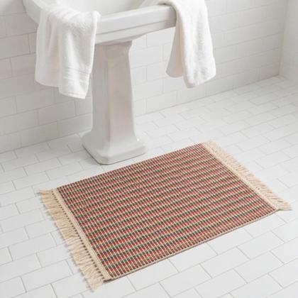 Imagem de Tapete Premium em Tear de Algodão com Franja 40x60 para Sala Cozinha Banheiro