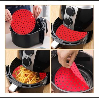 Imagem de Tapete Protetor de Silicone P/ Air Fryer Redondo Preto 18Cm