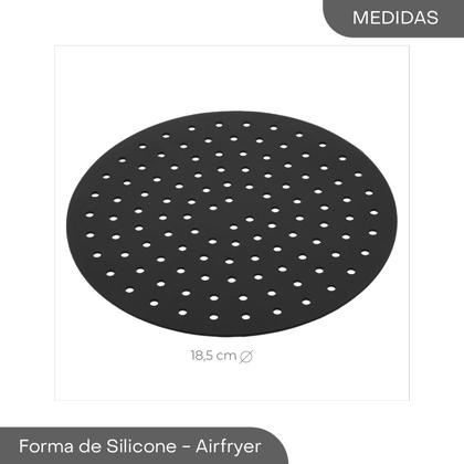 Imagem de Tapete Protetor Lyor de Silicone para Air Fryer Preto 18,5cm