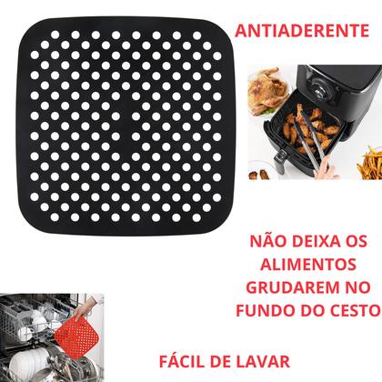 Imagem de Tapete Protetor Silicone Fritadeira Air Fryer Quadrada 21 cm
