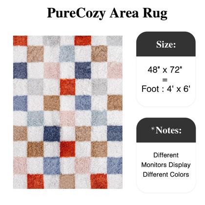 Imagem de Tapete PureCozy Checkered 120x180cm Rainbow Shag para sala de estar