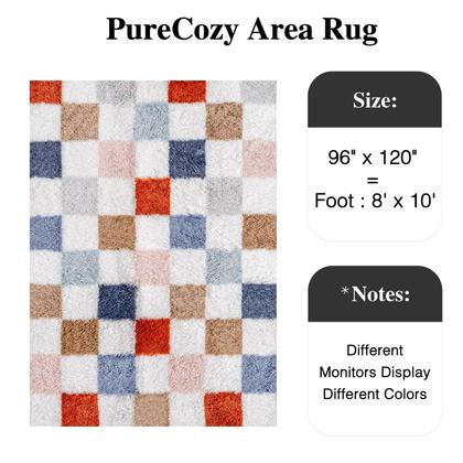 Imagem de Tapete PureCozy Checkered 240x300cm Rainbow Shag para sala de estar