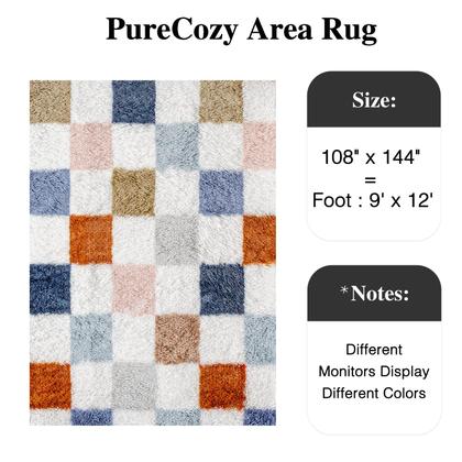 Imagem de Tapete PureCozy Checkered 275x366cm Modern Shag para sala de estar
