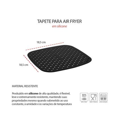 Imagem de Tapete Quadrado Air Fryer Tigela Bowl e Pincel Inox Silicone