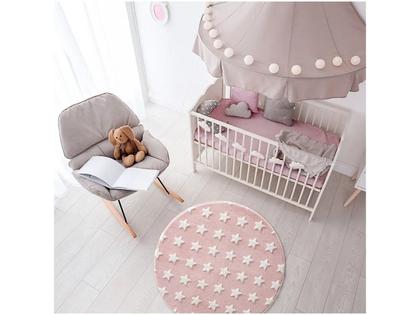 Imagem de Tapete Quarto do Bebê Mimo Redondo Macio 1,00m Estrelas Jolitex