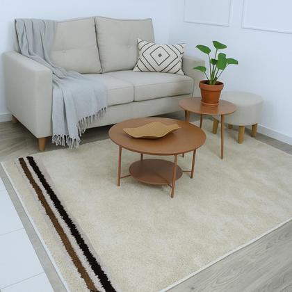 Imagem de Tapete Quarto Sala Escritório 200x250 Pelo Macio Casa Bege Tapete Clean Decorativo Cor Areia Bege Antiderrapante 2x2,5m
