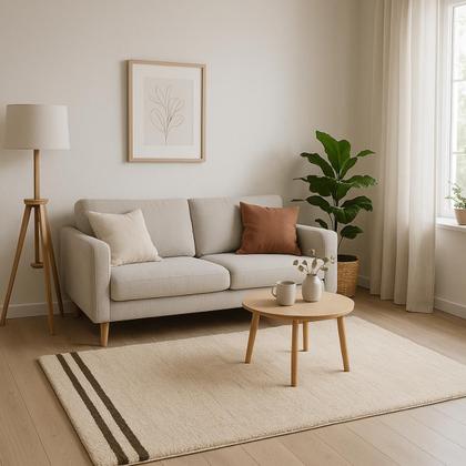 Imagem de Tapete Quarto Sala Escritório 200x250 Pelo Macio Casa Bege Tapete Clean Decorativo Cor Areia Bege Antiderrapante 2x2,5m