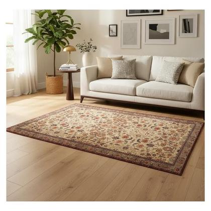 Imagem de Tapete Quarto Sala Tipo Persa Floral Vintage Grande Antiderrapante 200x140 Cm
