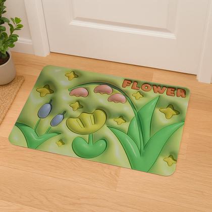 Imagem de Tapete Retangular Absorvente e Antiderrapante para Banheiro 38x58cm Tapete de Piso Macio, Lavável e Confortável para Lavabo e Área Molhada