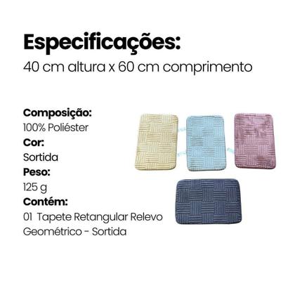Imagem de Tapete Retangular Com Relevo Geométrico - Sortida