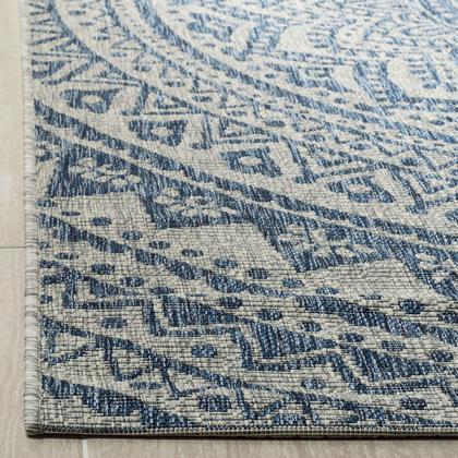 Imagem de Tapete Runner SAFAVIEH Courtyard Collection cinza claro e azul