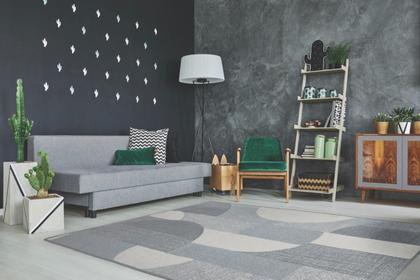 Imagem de Tapete Sala 150X200Cm Funcional Curven 52 Grafite Sem Pelo