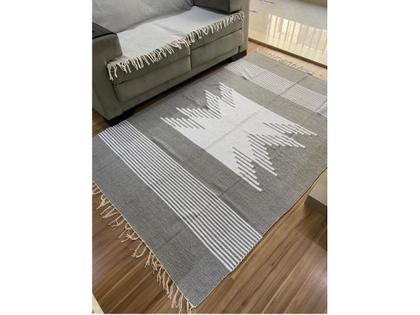 Imagem de Tapete sala 200 x 150cm geometrico cinza e branco