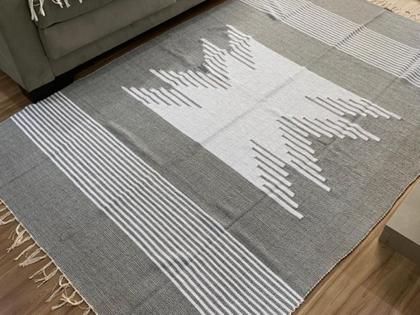 Imagem de Tapete sala 200 x 150cm geometrico cinza e branco