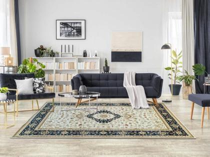 Imagem de Tapete Sala 240X300 Cm Classico Oriental Bege Borda ul