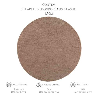 Imagem de Tapete Sala e Quarto Oásis Classic 1,50m Redondo Super Macio