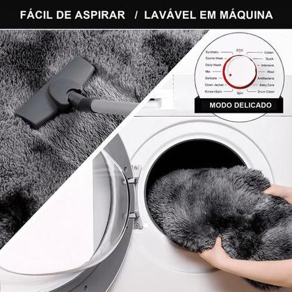 Imagem de Tapete Sala Felpudo Peludo Mesclado Cinza Redondo 200 Cm