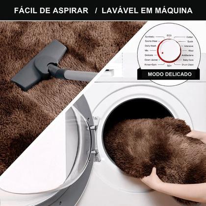 Imagem de Tapete Sala Felpudo Peludo Mesclado Marrom 120 X 200 Cm