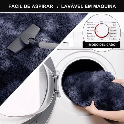 Imagem de Tapete Sala Felpudo Peludo Mesclado Preto 140 X 200 Cm