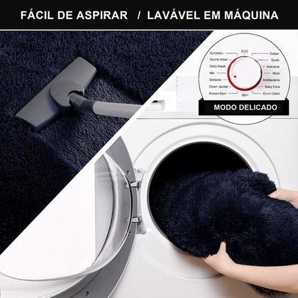 Imagem de Tapete Sala Felpudo Peludo Preto Redondo 200 Cm