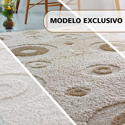 Imagem de Tapete Sala Jazz 200 x 250 cm Alto e Baixo Relevo 01 Perola Infantil Quarto Peludo Felpudo Luxo Moderno Estilo Fofinho Shaggy Confort Requinte Macio