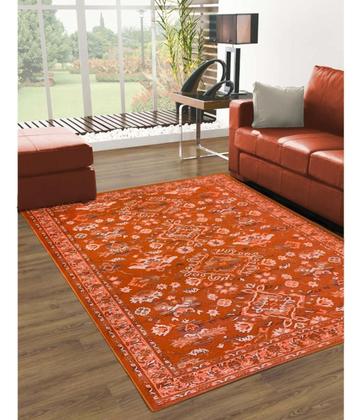 Imagem de Tapete Sala Oriental 150X200 Cm Laranja Tijolo Sem Pelo