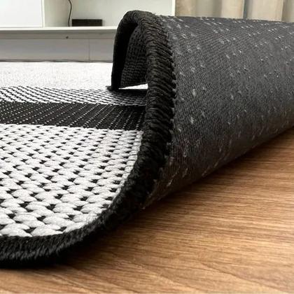 Imagem de Tapete Sala Quarto Sisal Grande 3m Cinza Preto 3,00x2,00m Lancer