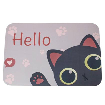 Imagem de Tapete Secagem Rapida Retangular Estampado :Gato