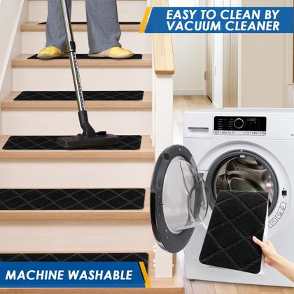 Imagem de Tapete Stair Treads RIOLAND, antiderrapante, interno, 15 peças, 8x30cm