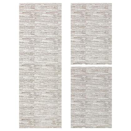 Imagem de Tapetes para Cozinha Antiderrapante 3 Peças Jogo Passadeira 1,30m x 45cm Capacho 65cm x 45cm Decoração Bege Cru Caramelo Artesanal Jacquard
