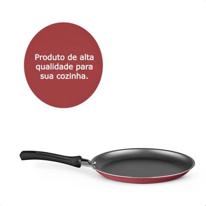 Imagem de Tapioqueira e Panquequeira Alumínio Revestimento Antiaderente Superflon 22cm Cozinha Frigideira Cereja MTA - 8674