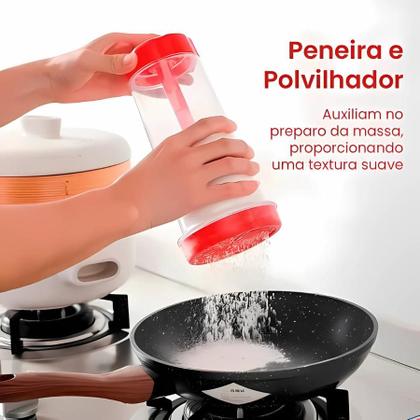 Imagem de Tapioqueira Peneira e Polvilhador para Cozinha - Armazena Tapioca e Farinha