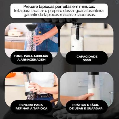 Imagem de Tapioqueira polvilhador dispenser farinha goma peneira armazena maquina biju tapioca temperos manual
