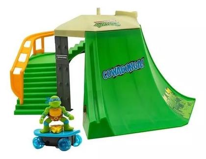 Imagem de Tartarugas Ninja Caos Mutante Playset Pista De Skate Mini Madness Park C/ Skate Leo  Candide