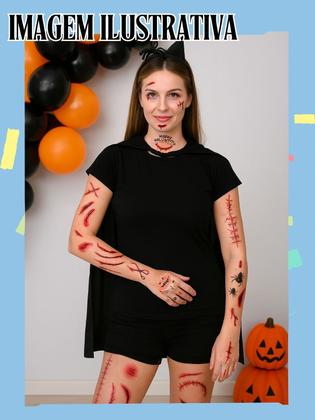 Imagem de Tatuagem de Pele Halloween C/2 Cartelas Festa Fantasia