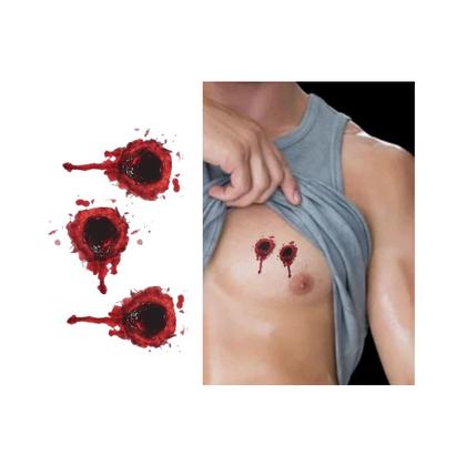 Imagem de Tatuagem temporária 3 marcas de tiro modelo halloween